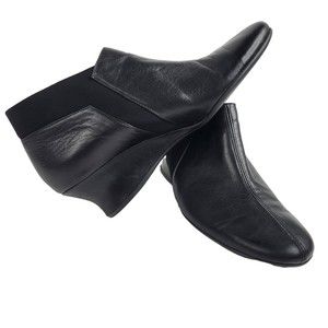 Beautifeel Womens Black Leather Ankle Boots Size 9 EU 40 Wedge Heel